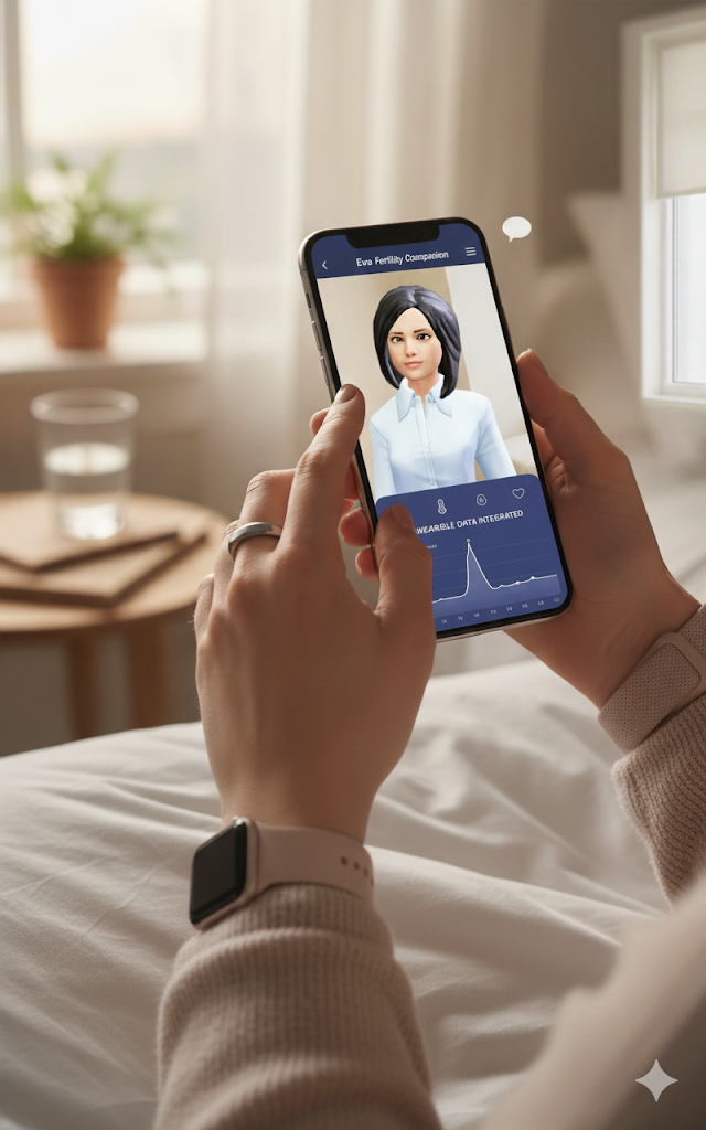 Fertiligent AI companion mobile interface showing cycle data